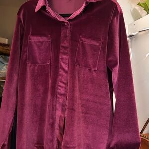 Plum Velvet Button Down (Never Worn)- Size M